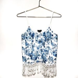 Rue21 | Sleeveless Crop Top White with Blue Floral